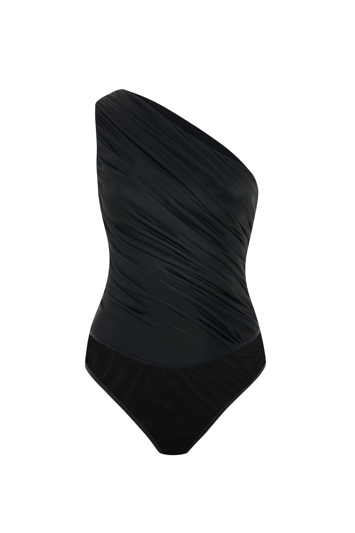 One Shoulder Draped Body in Black