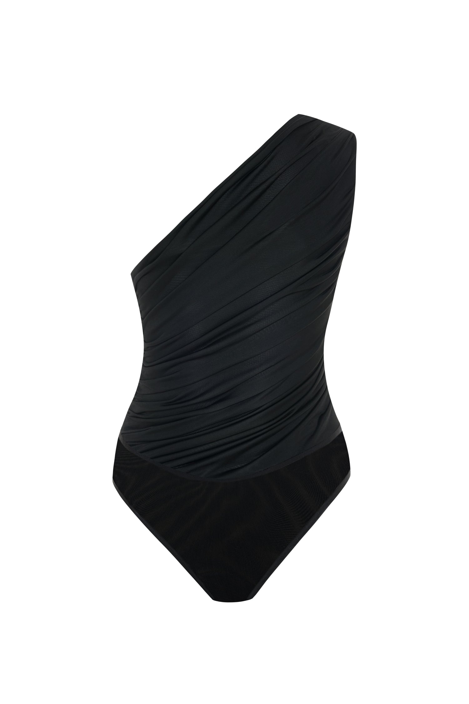 One Shoulder Draped Body in Black