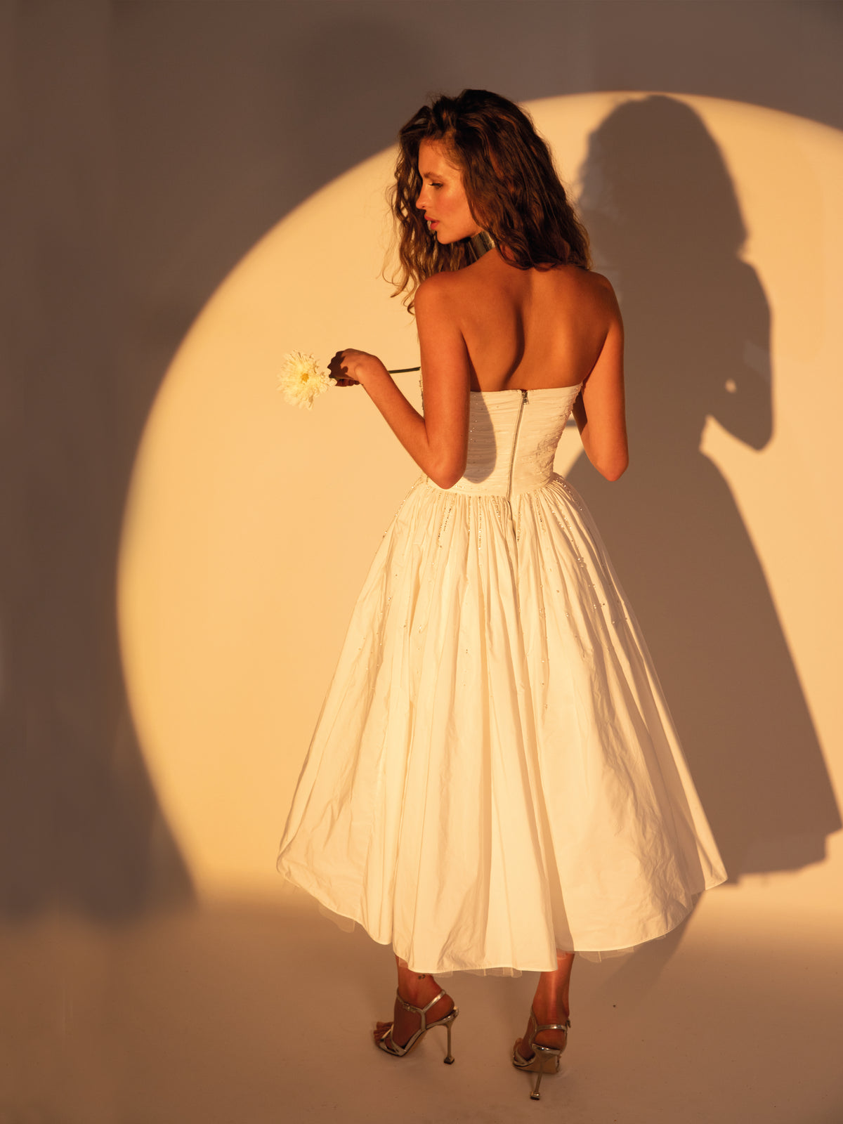 Crystal Stone Tafetta Strapless Ball Dress