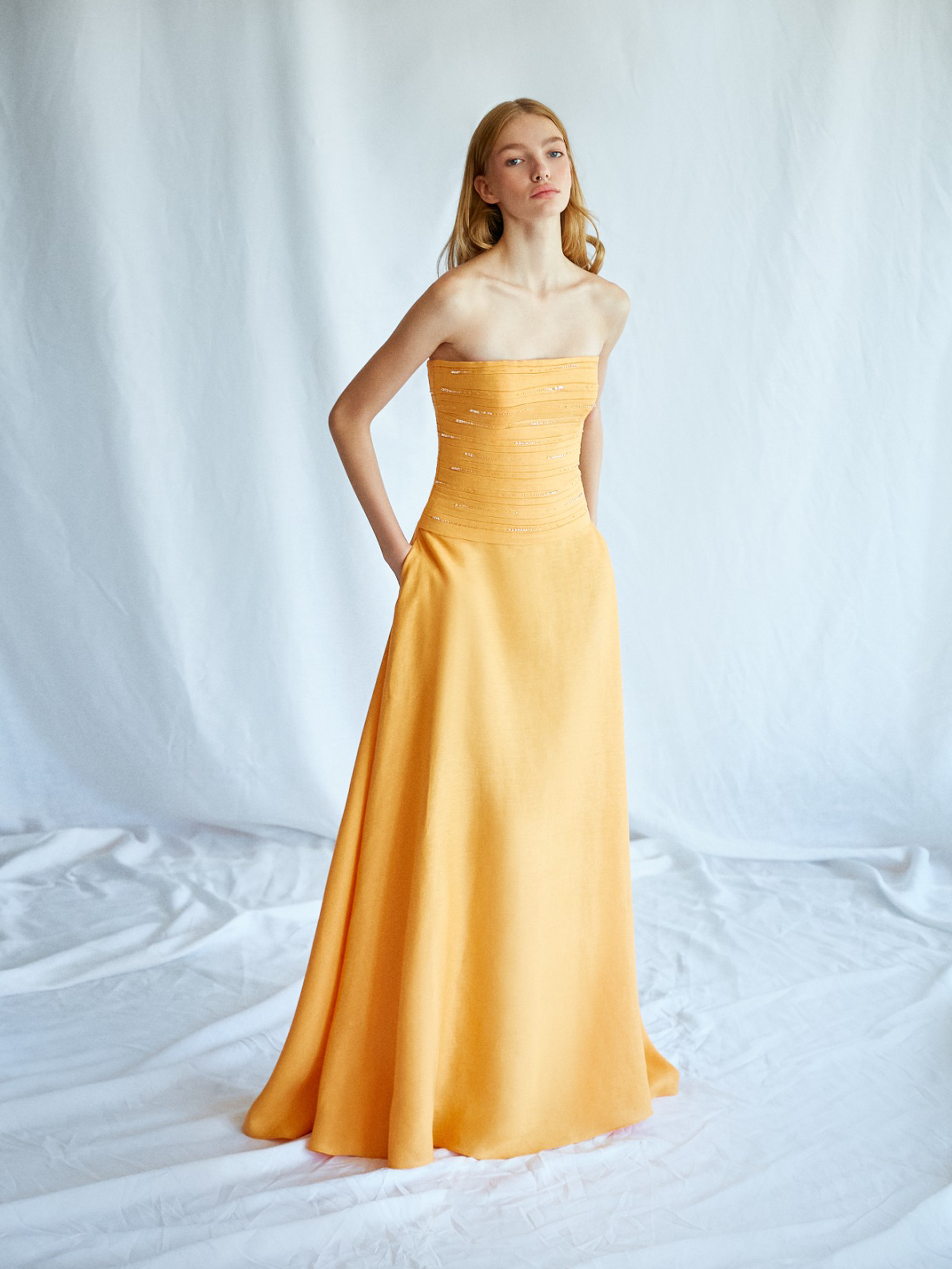 Embellished Long Dress in Orange