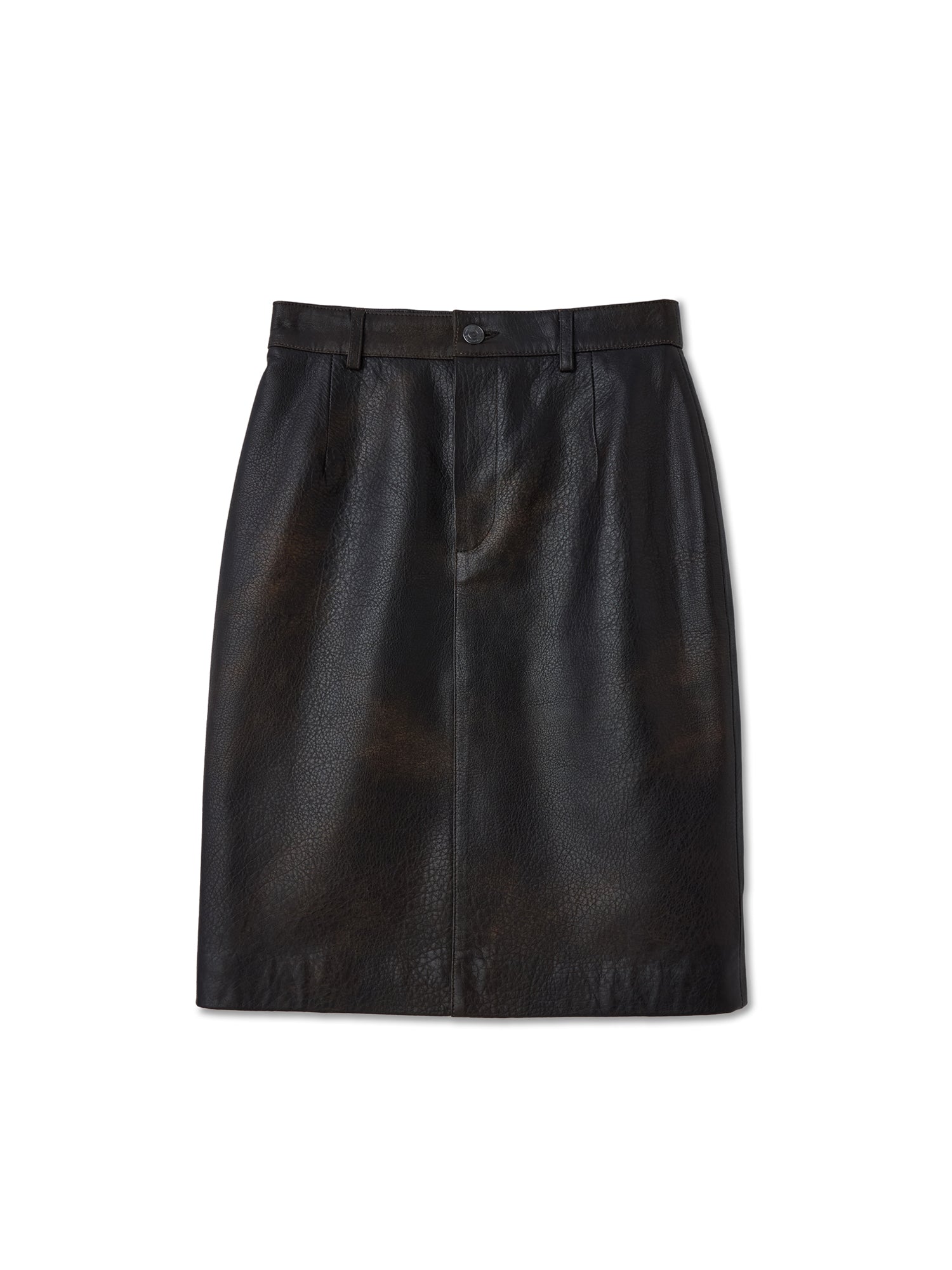 Aged Brown Lambskin Midi Skirt
