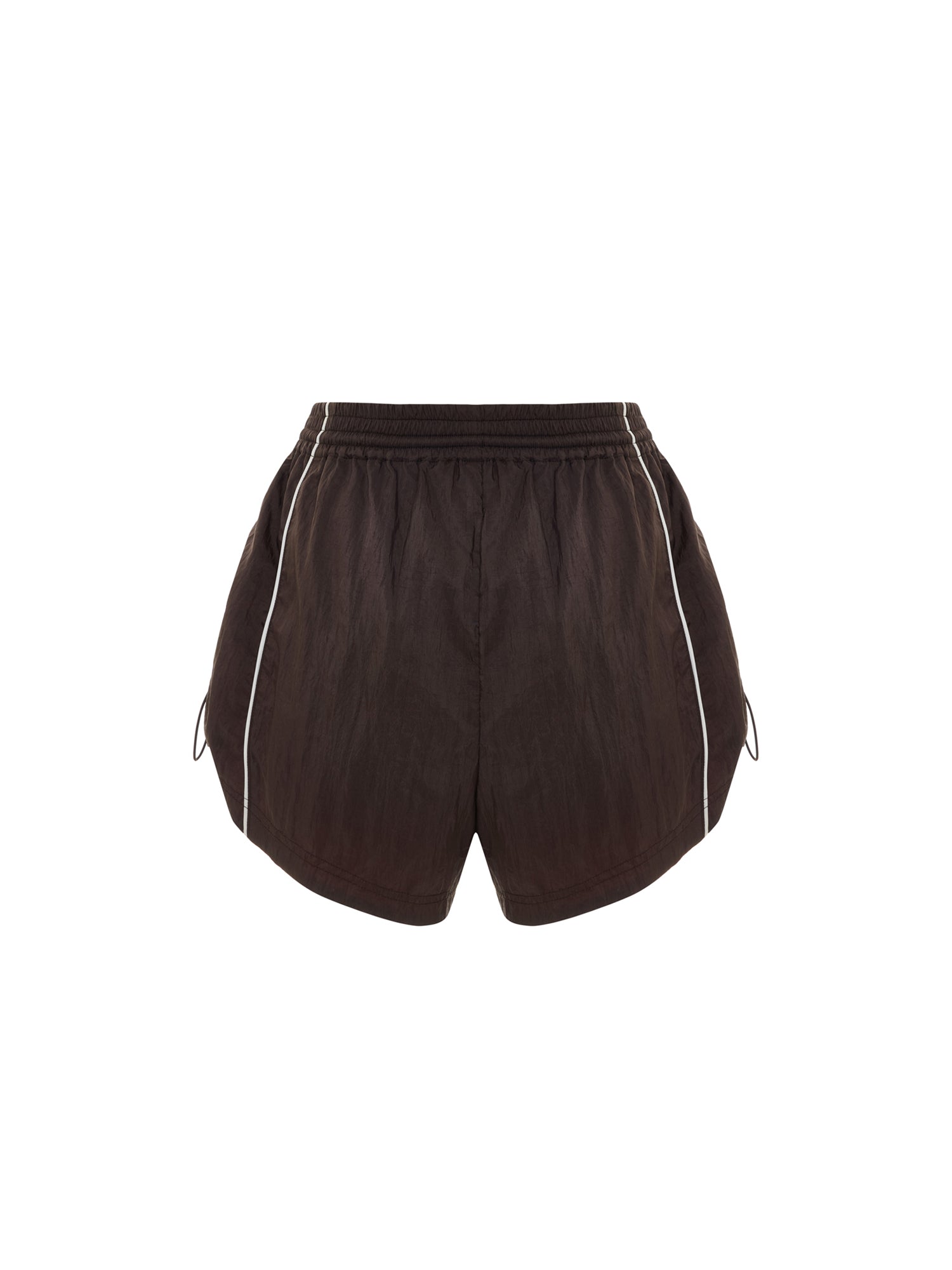 Unisex Retro-inspired Nylon Track Shorts in Navy-Brown