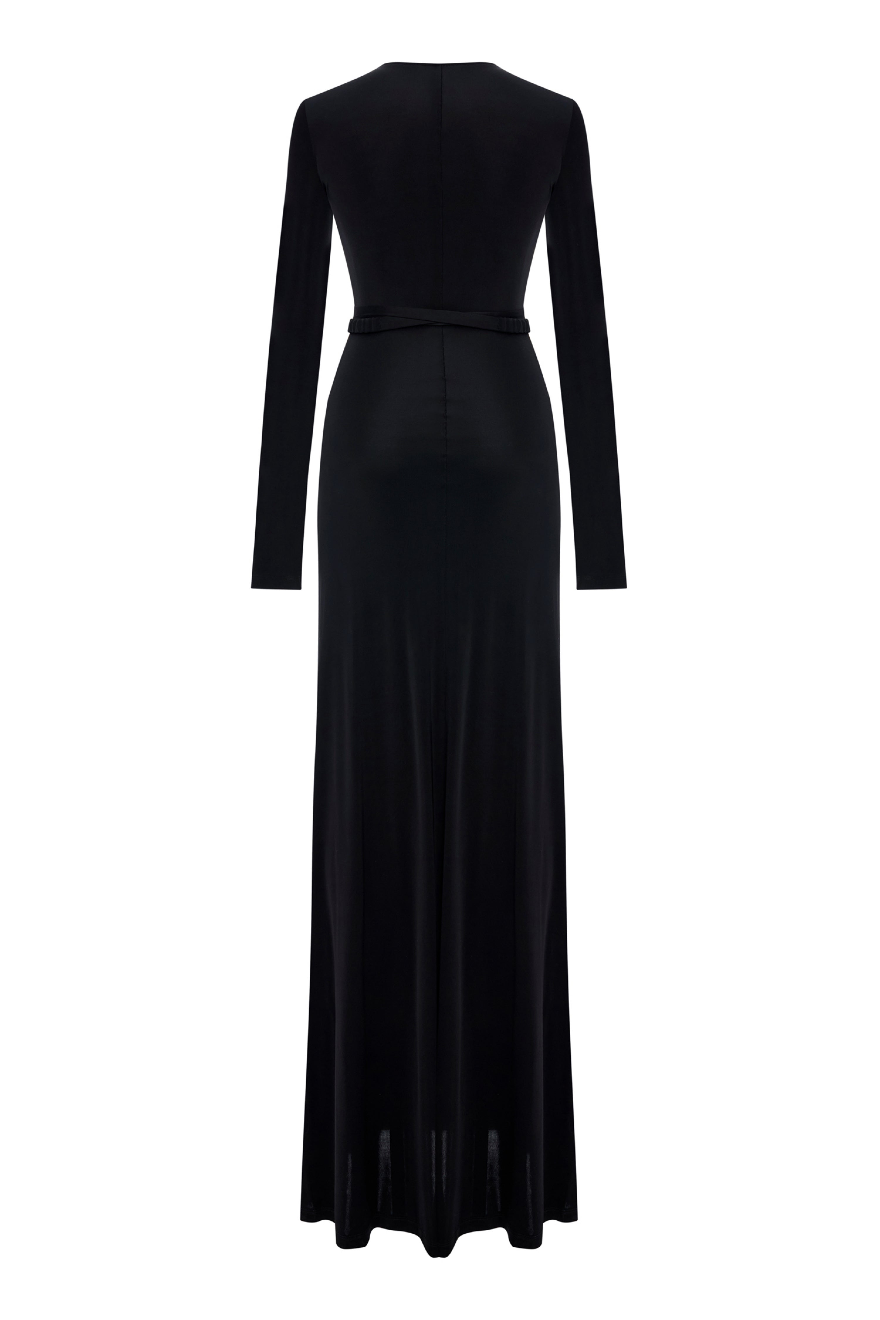 'Aida' Low V-neck buckled detailed jersey dress
