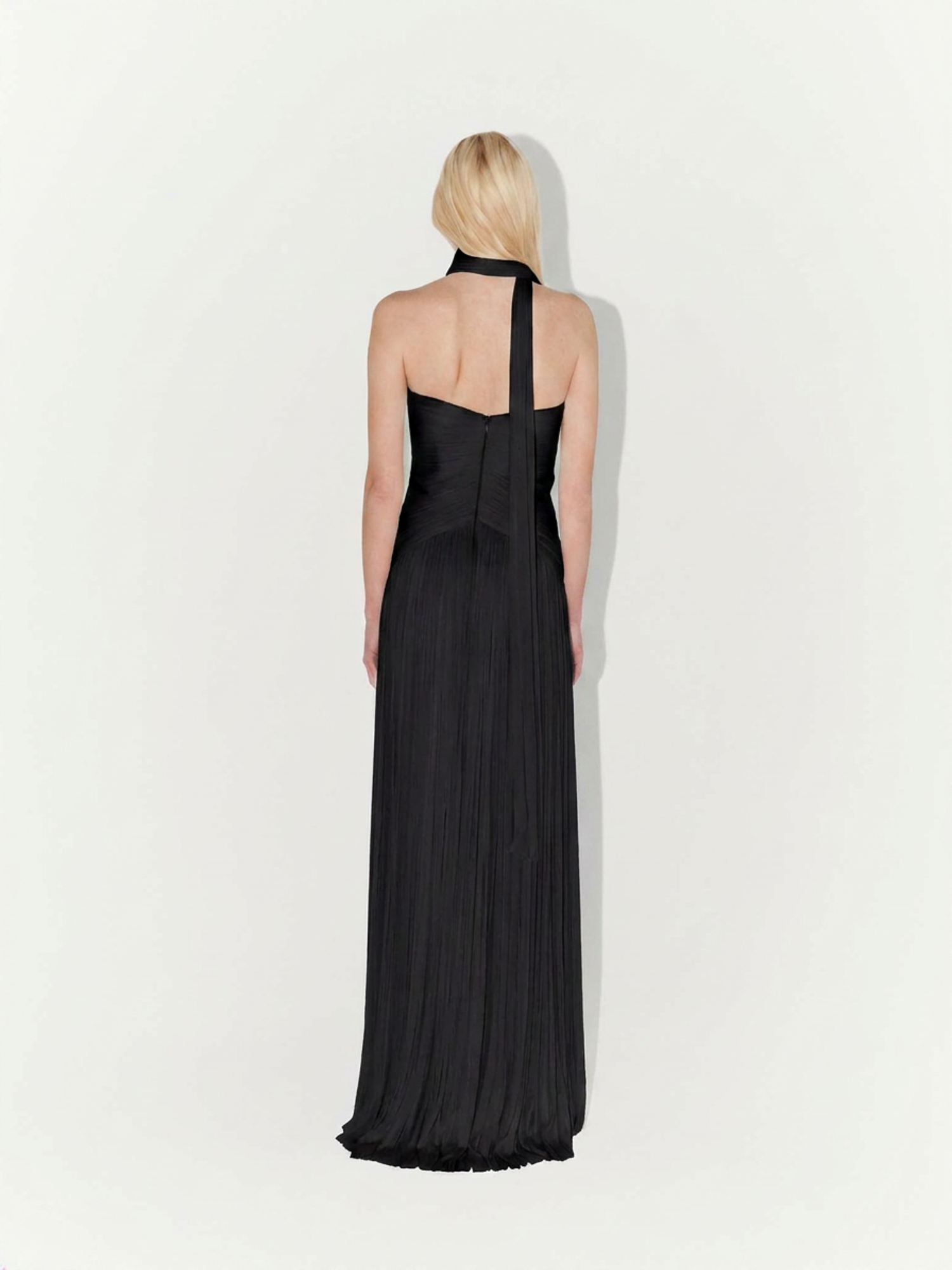 Silk Tulle Flowing Couture Gown in Black