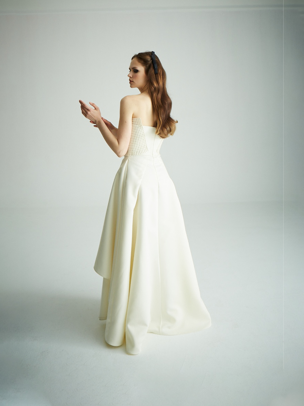 White Strapless Woven Bodice Dress