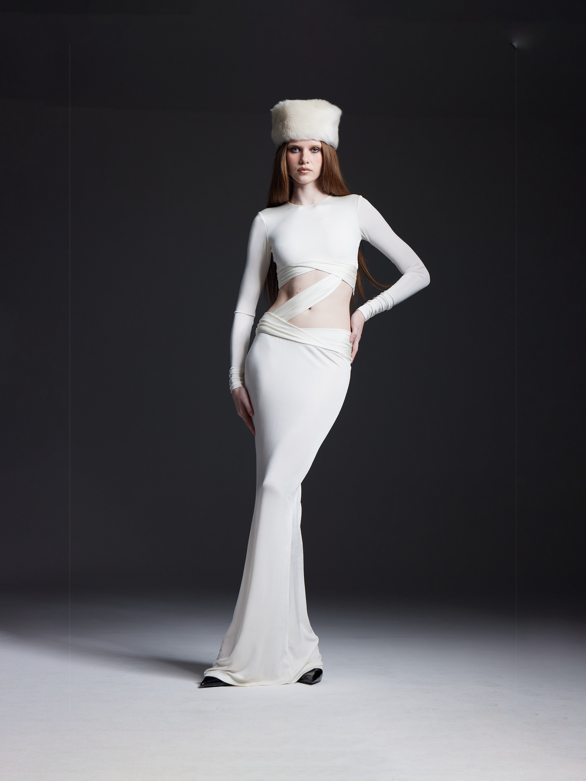 White Cutout Stretch-Jersey Maxi Dress