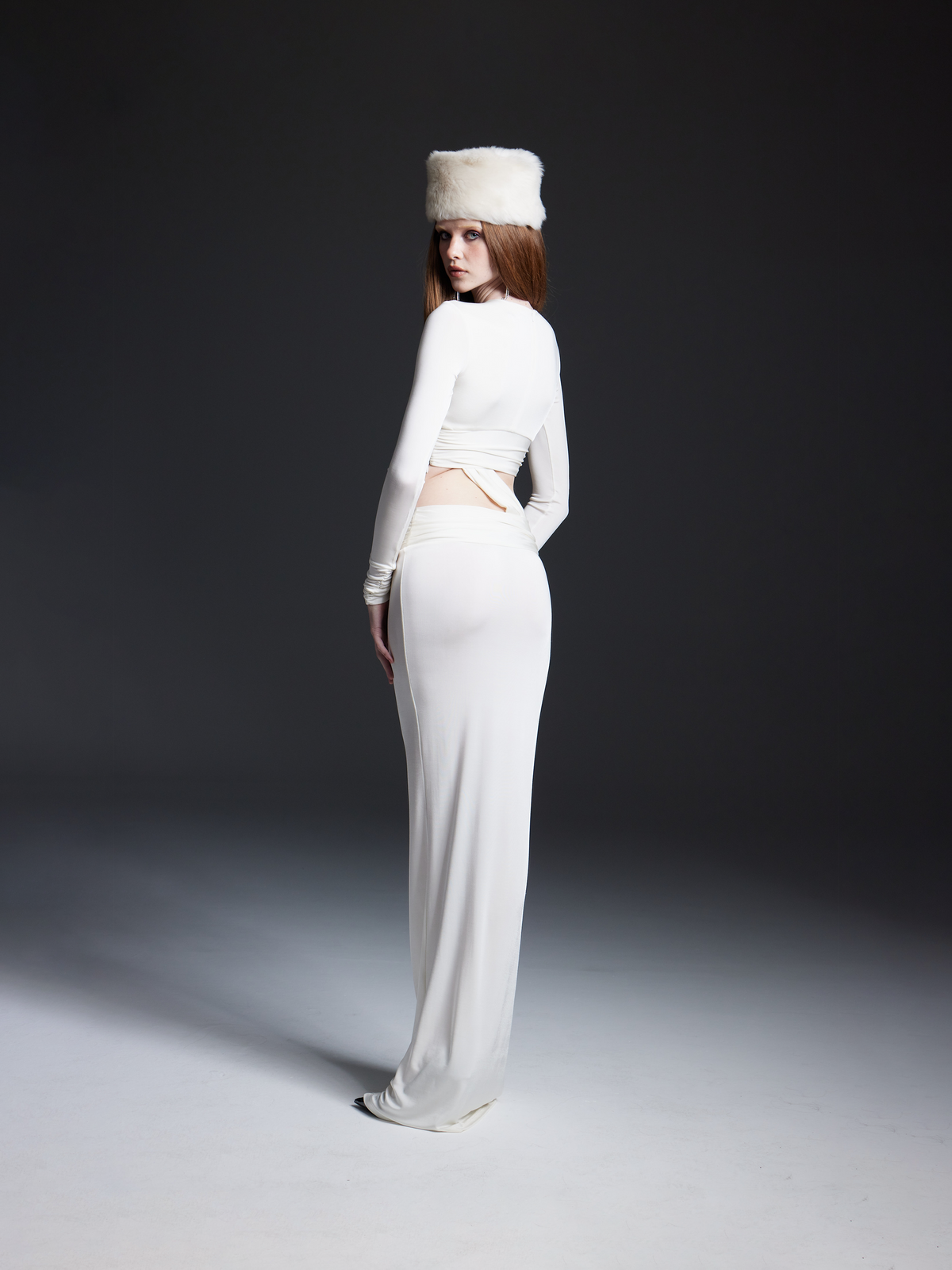 White Cutout Stretch-Jersey Maxi Dress