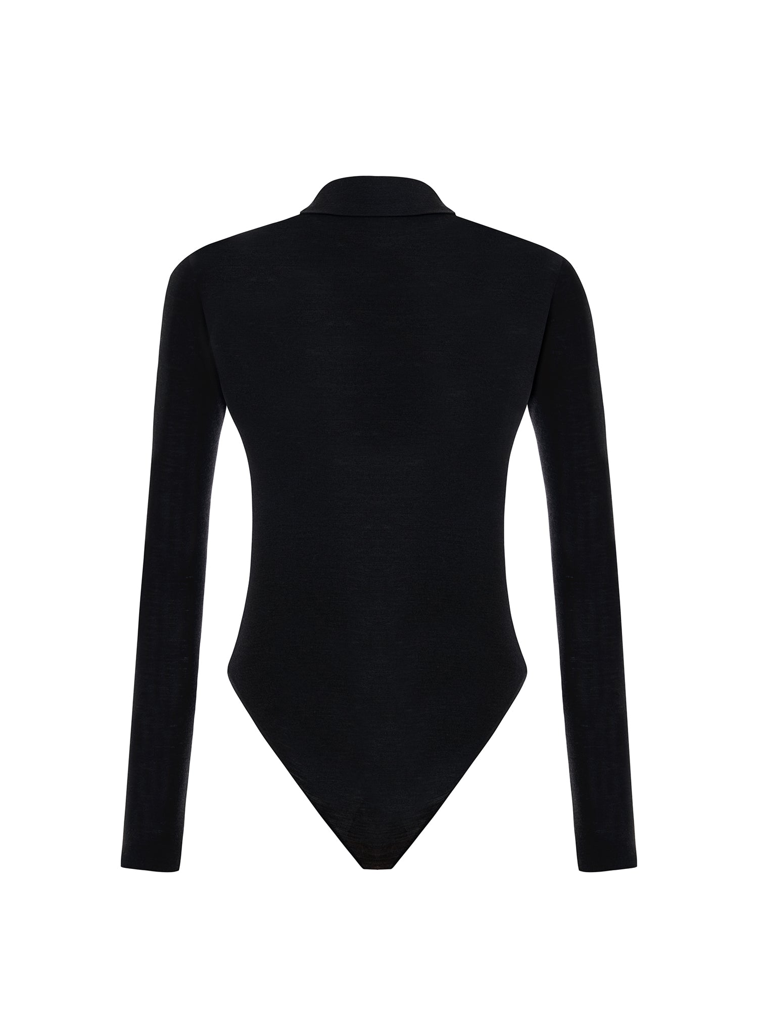 Wool-blend Polo-neck Bodysuit in Black