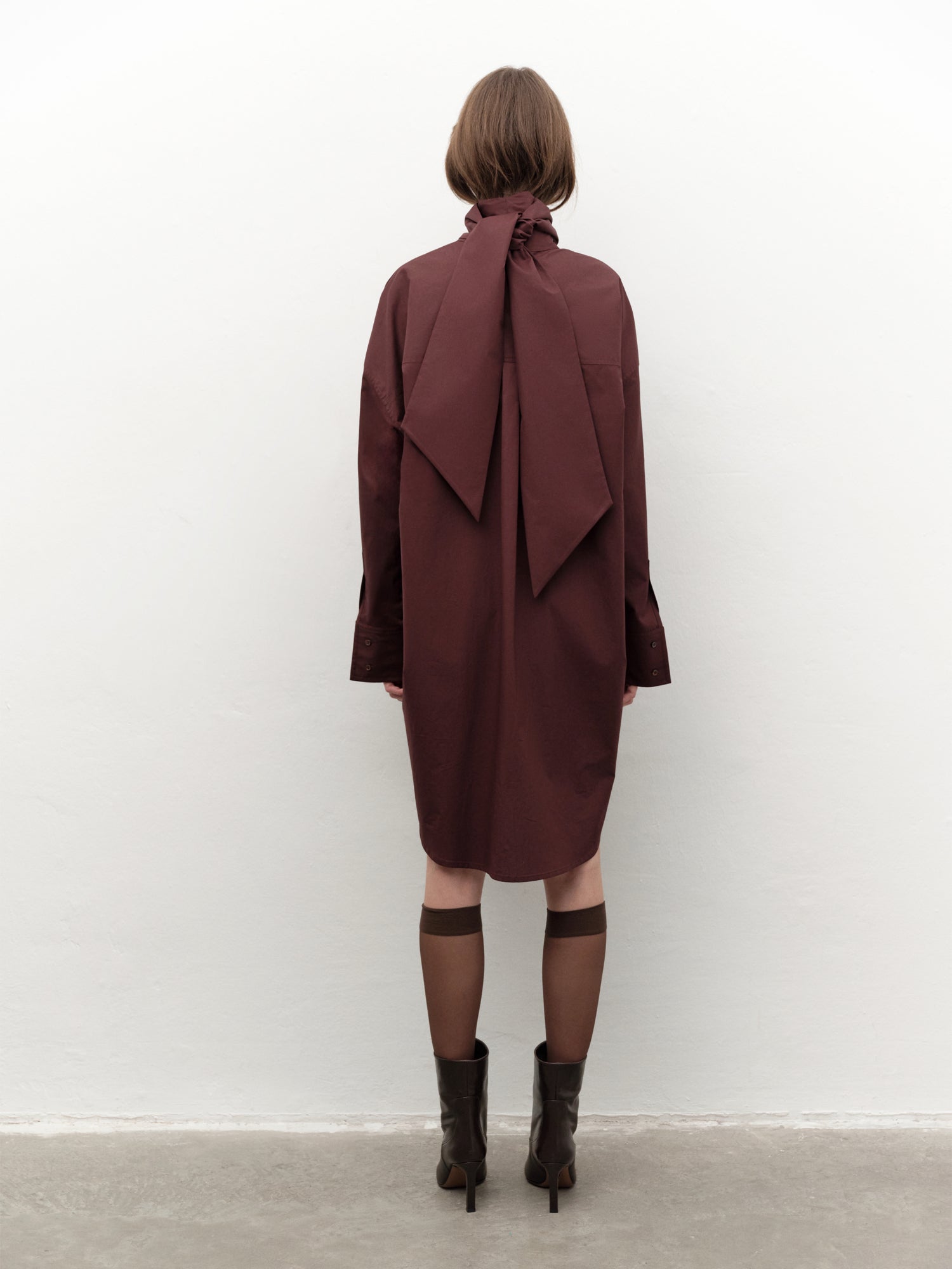 Tie-detailed Shirt Dress in Burgundy