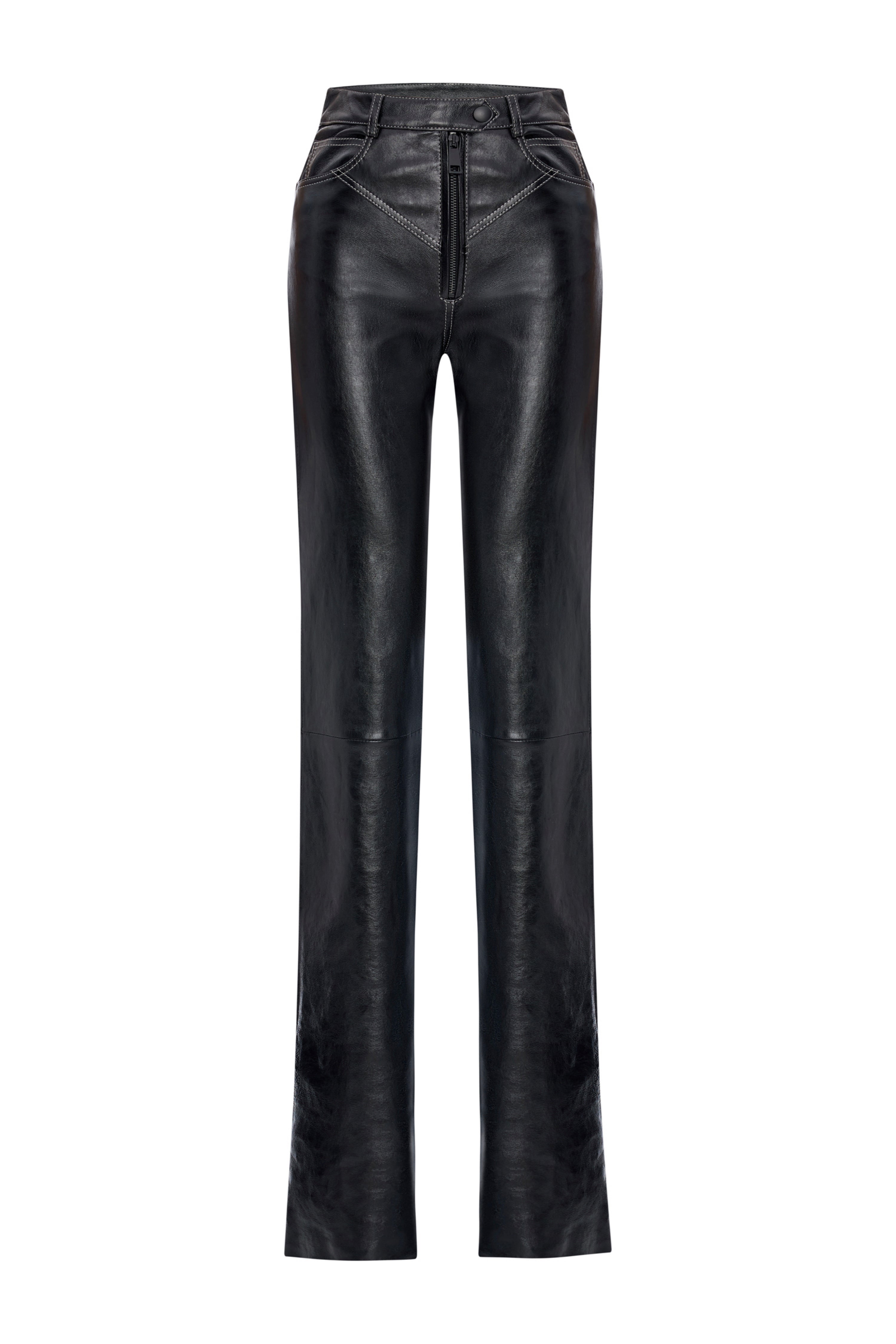 'Era Pant' Stitching detailed leather pant
