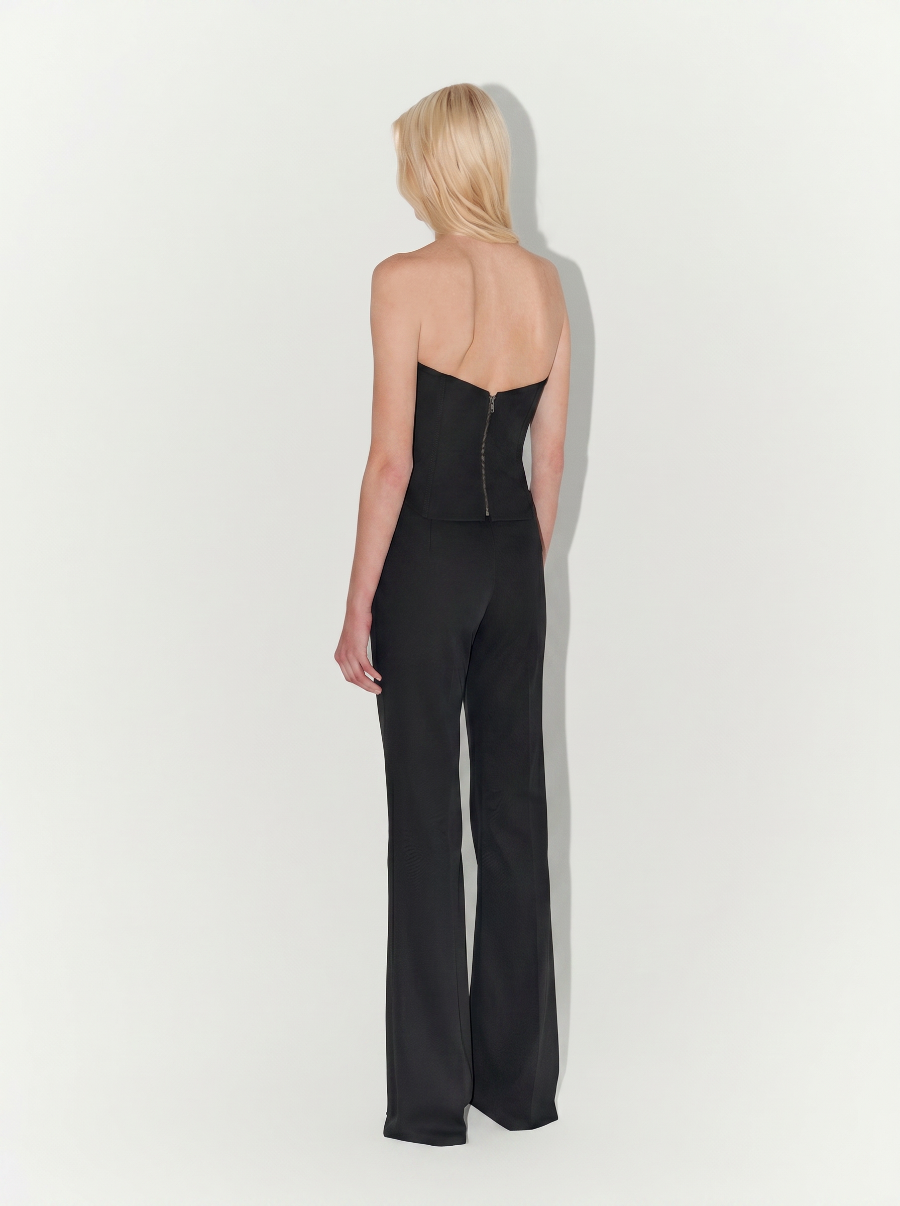 Gabardine Flare Trousers in Black