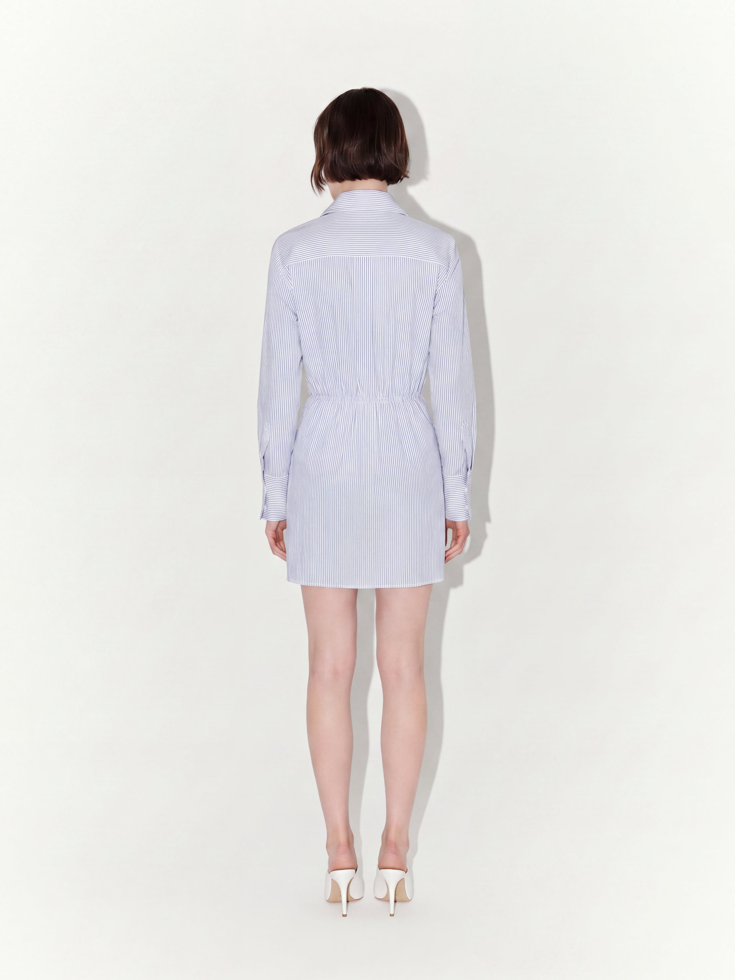 Striped Shirt Dress In Blue and White