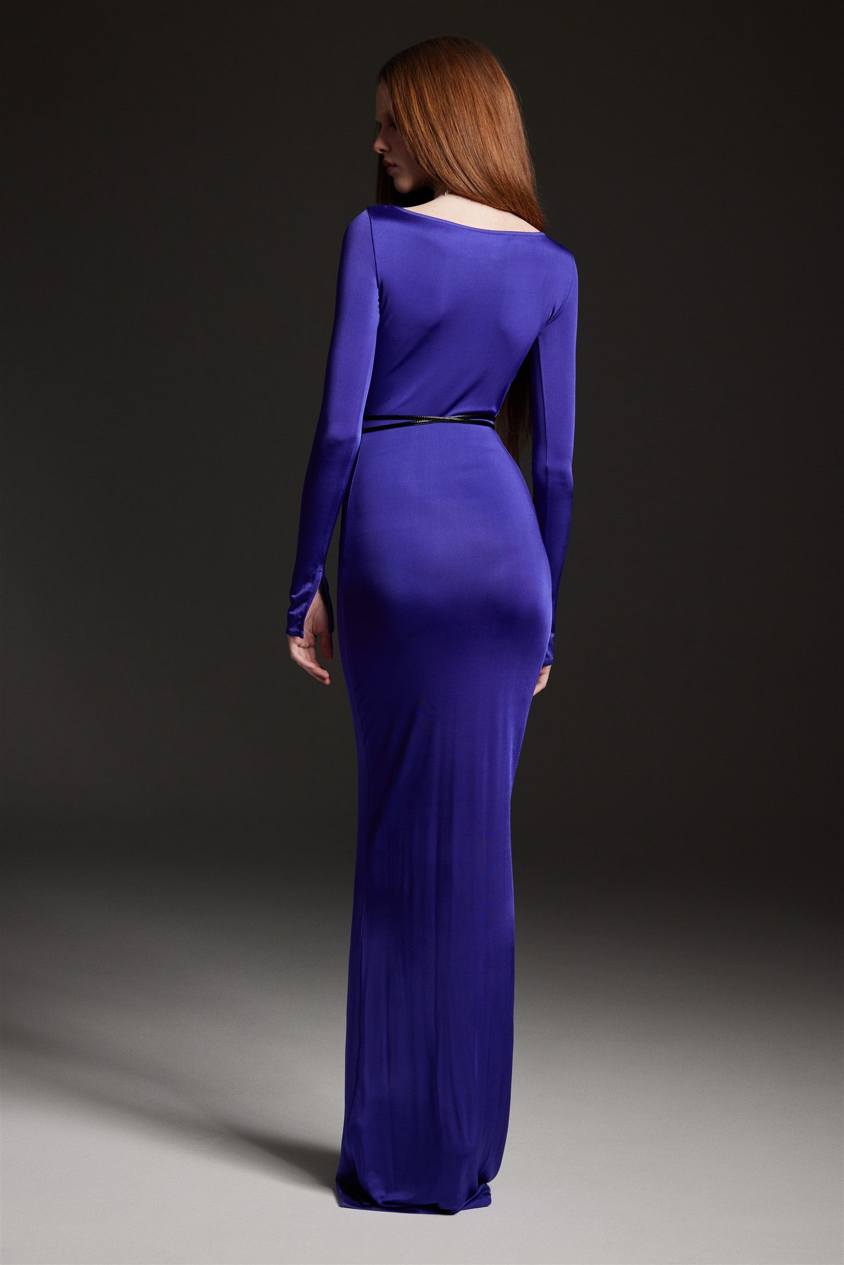 Purple Cut-Out Stretch-Jersey Maxi Dress