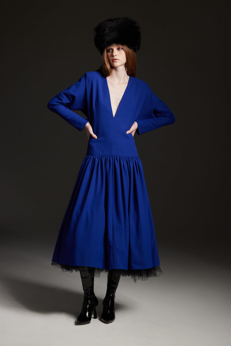 "Pia" Midnight Blue Midi Dress