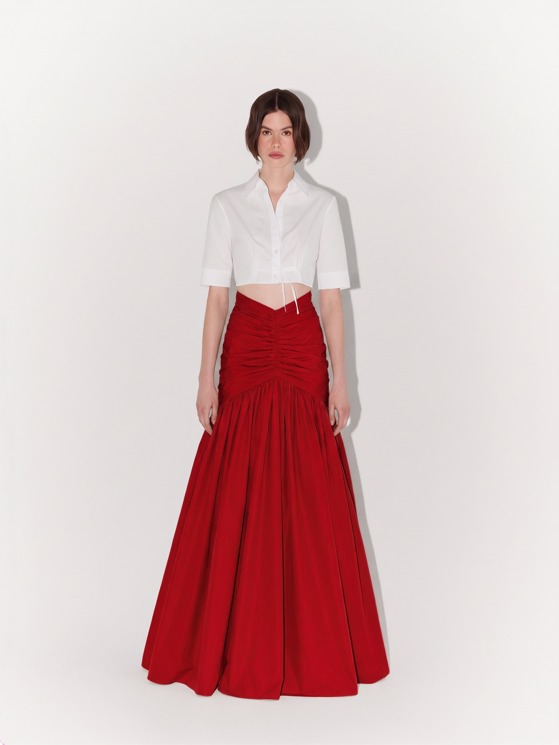 Taffeta Mermaid Skirt in Red