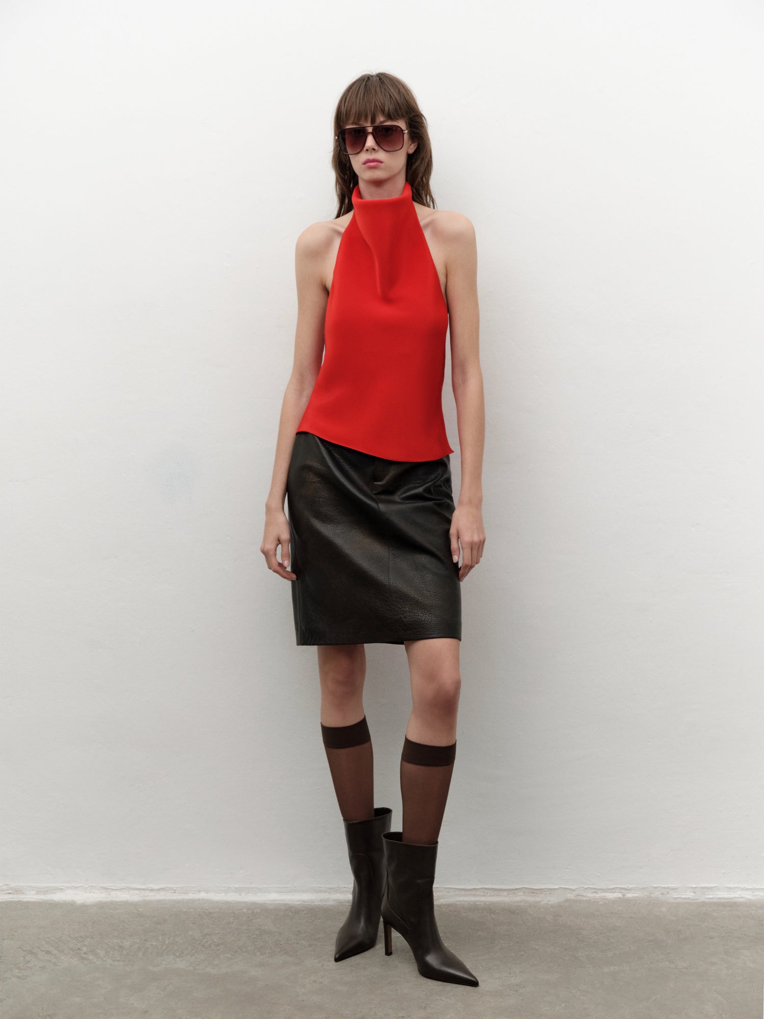 Open-back Halter-neck Top in Red