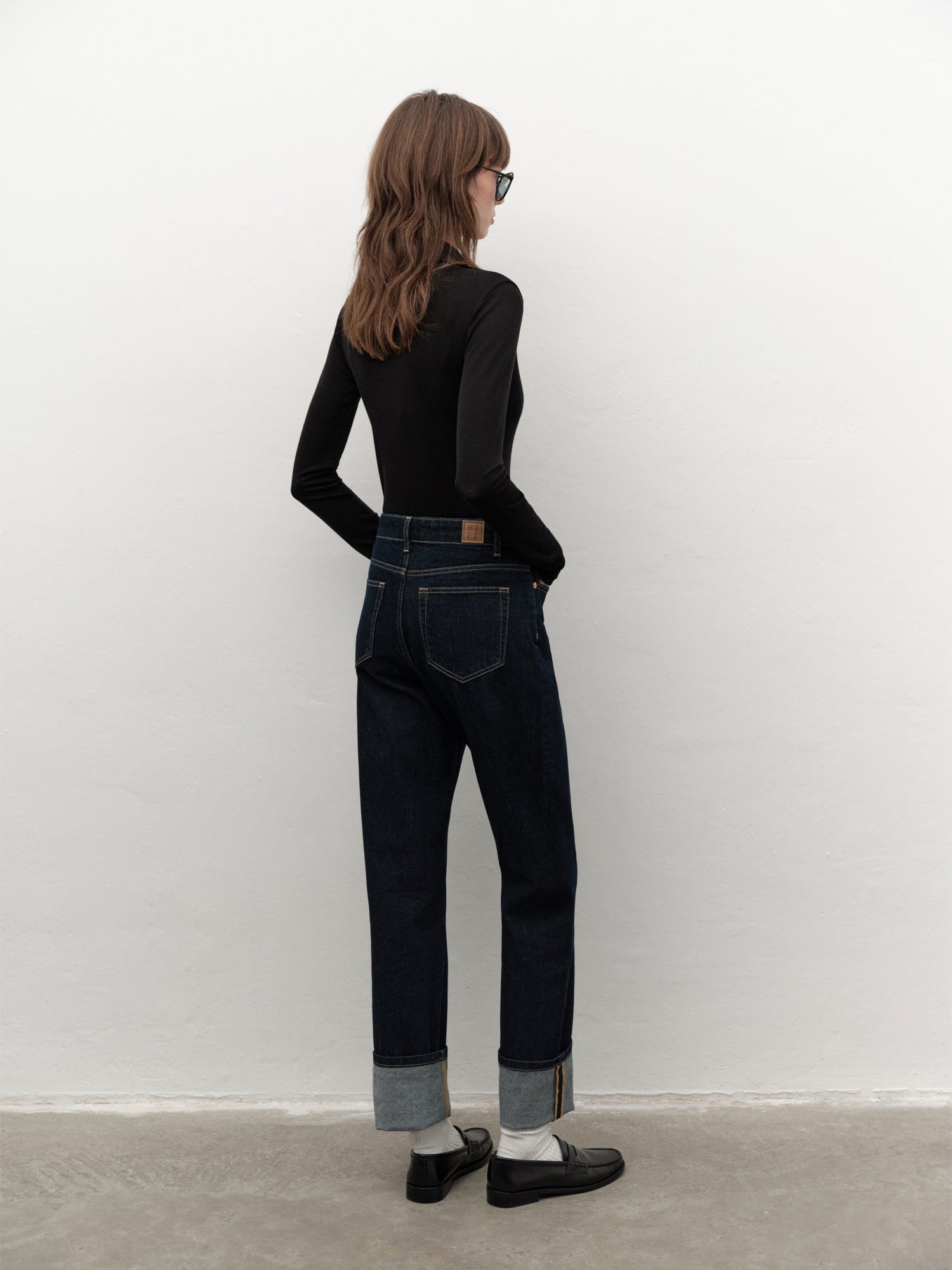 Wool-blend Polo-neck Bodysuit in Black