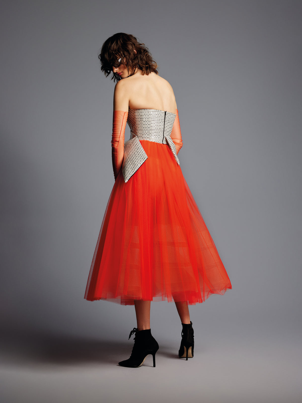 Red Tulle Midi Dress