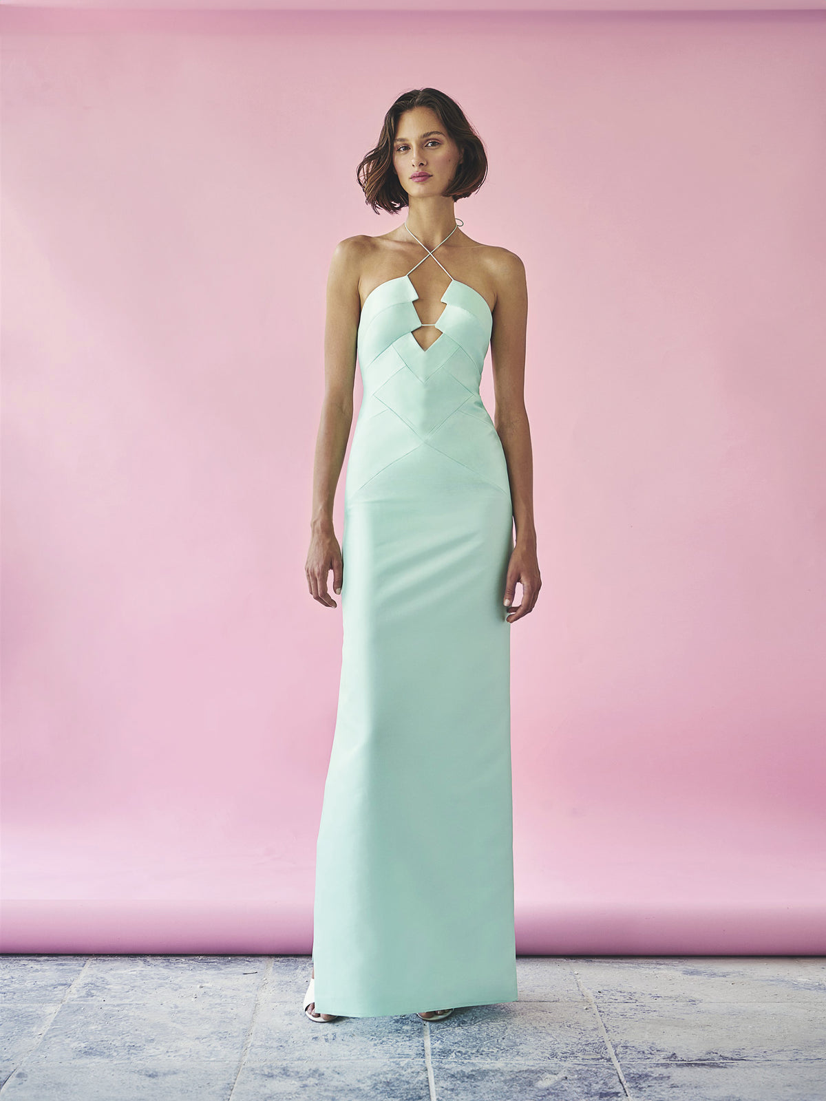 Mint Cutout Taffeta Maxi Dress
