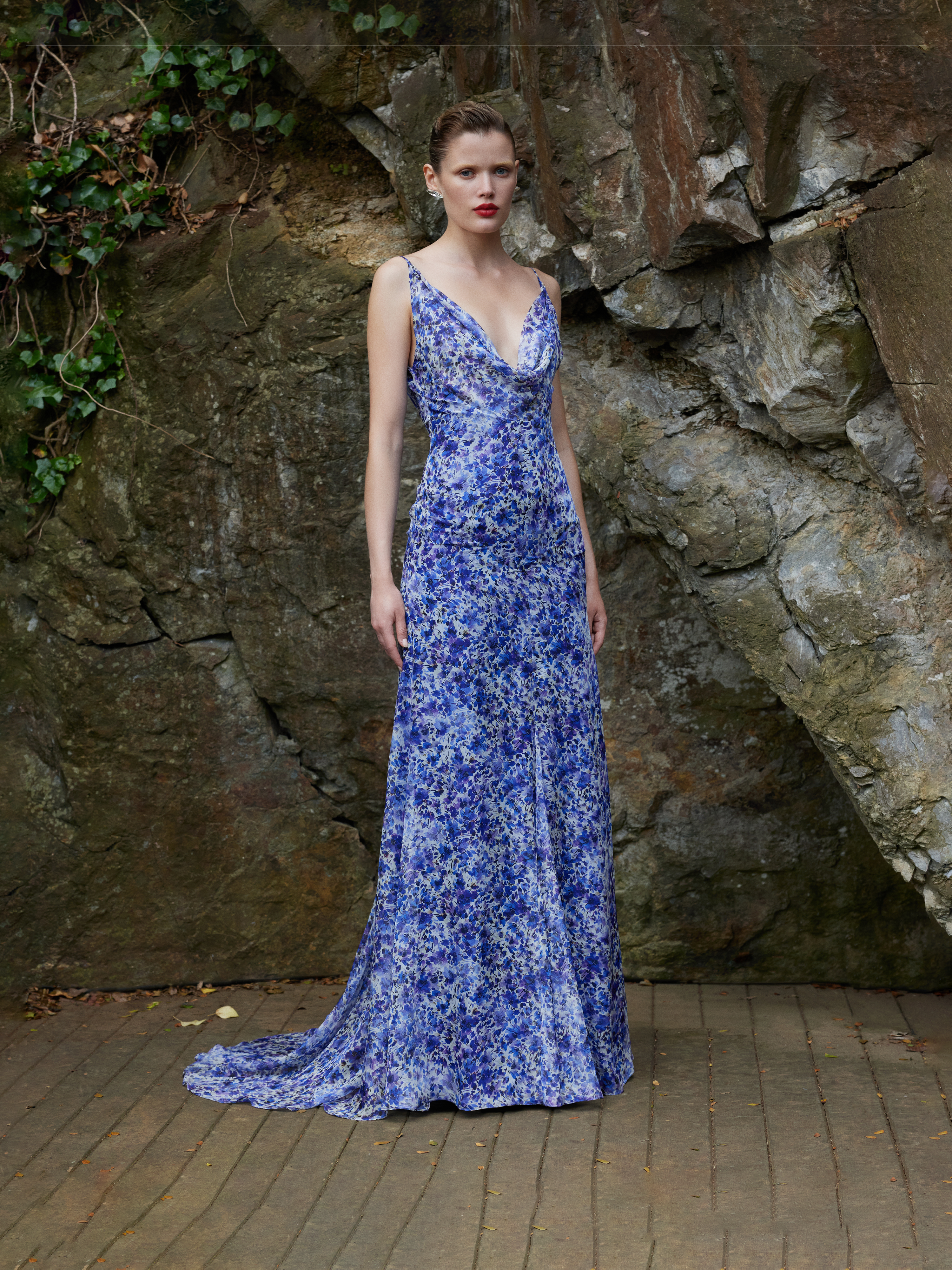 Purple Floral-Print Maxi Dress