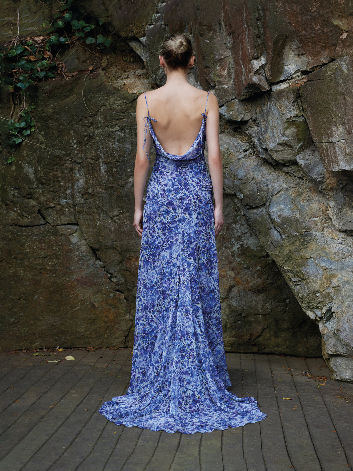 Purple Floral-Print Maxi Dress