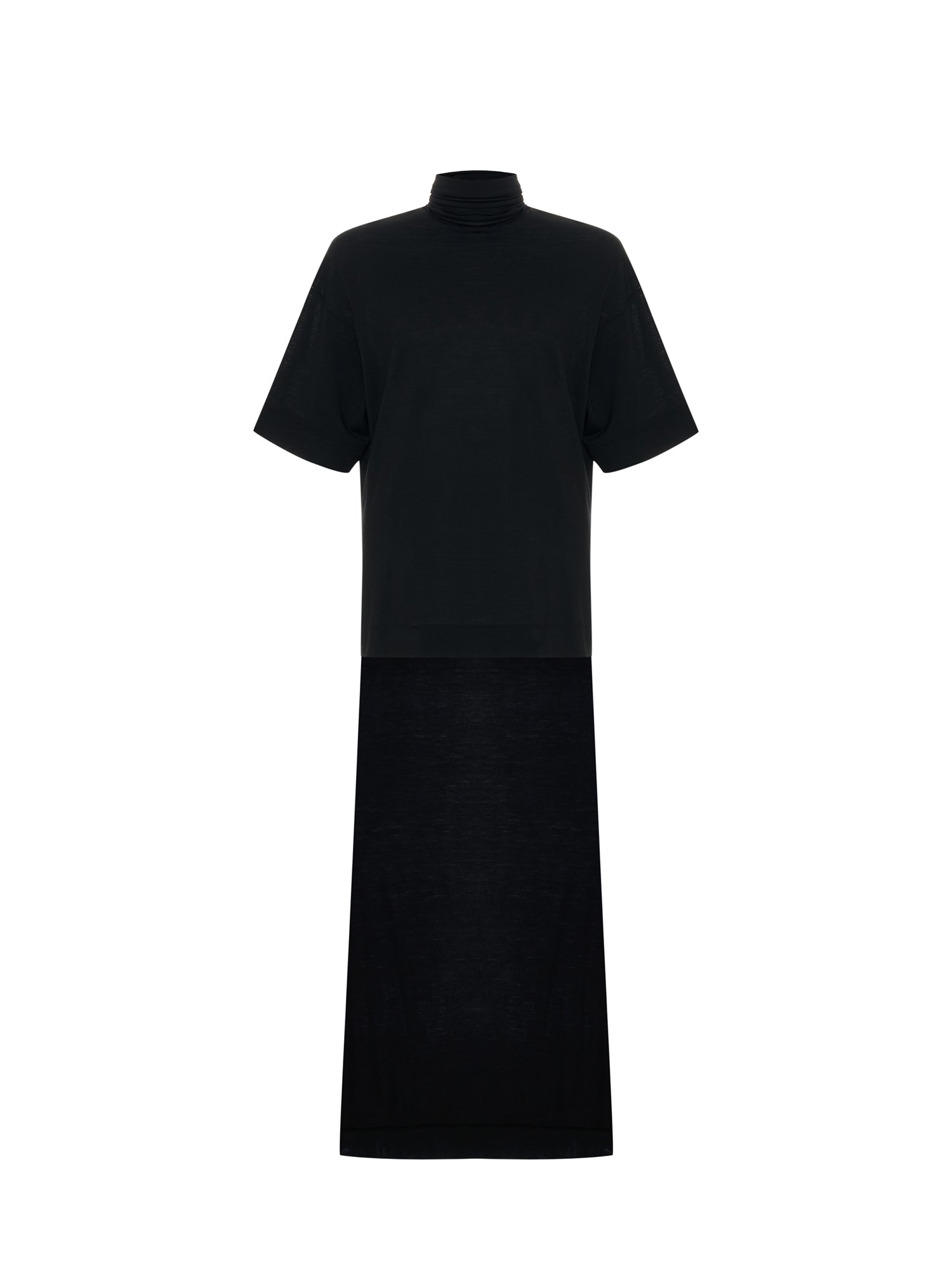 Wool-blend Turtleneck with Tail in Black