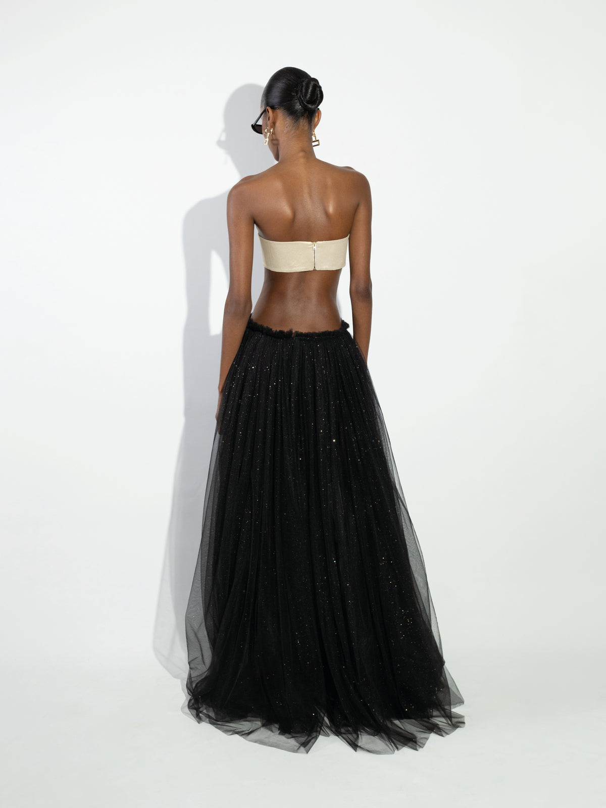 Strapless Tulle Gown with Gold Hardware