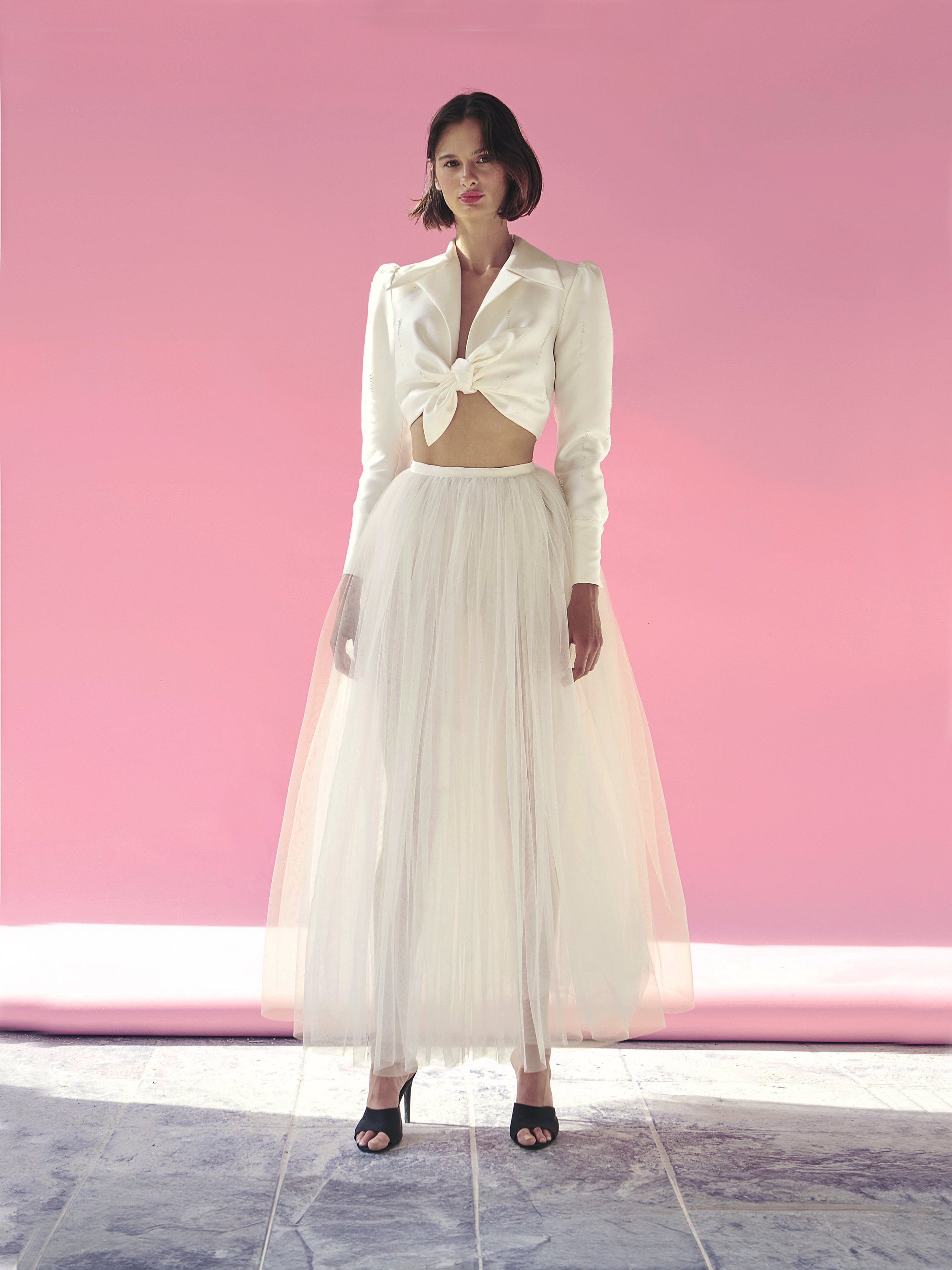 White Tie-Front Cropped Top