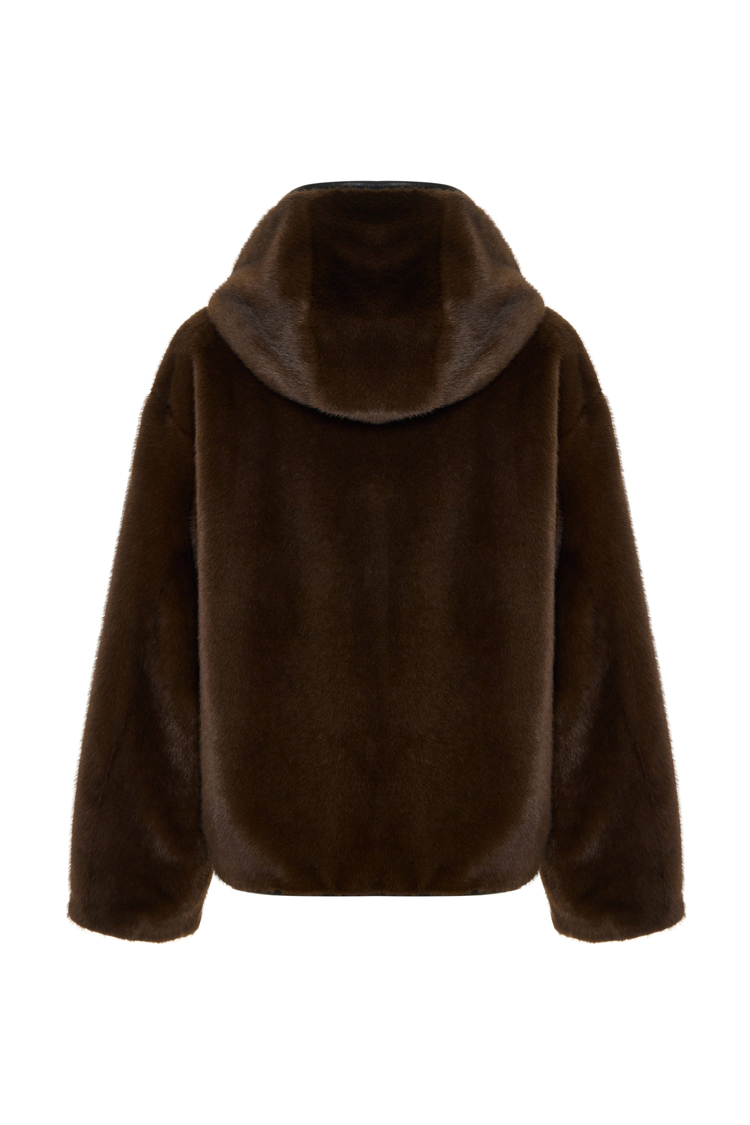 Reversible Hooded Leather and Faux Fur Jacket