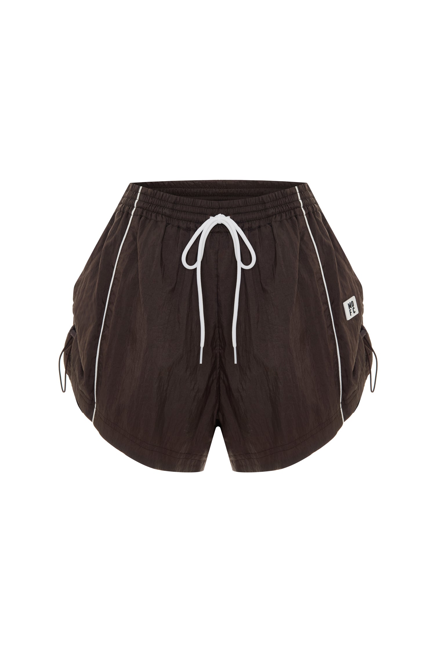 Unisex Retro-inspired Nylon Track Shorts in Navy-Brown