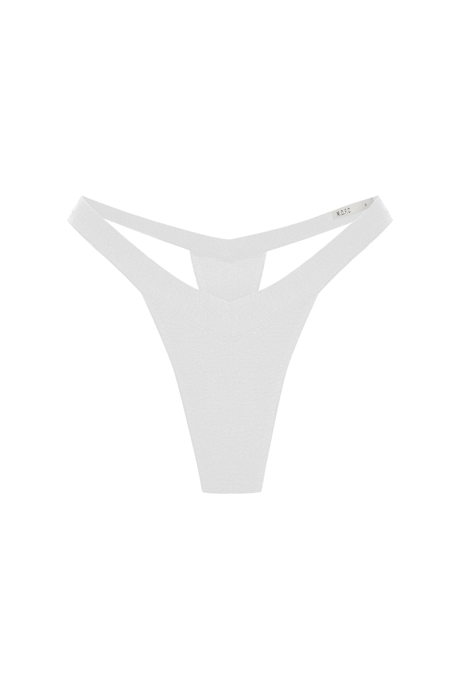 Ribbed Cotton Thong in White
