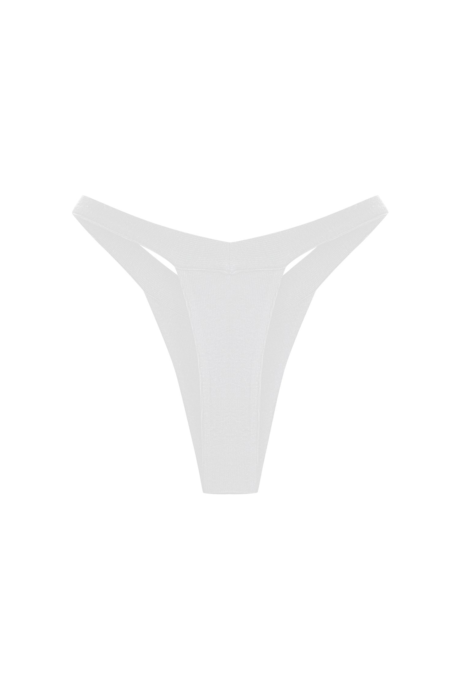 Ribbed Cotton Thong in White