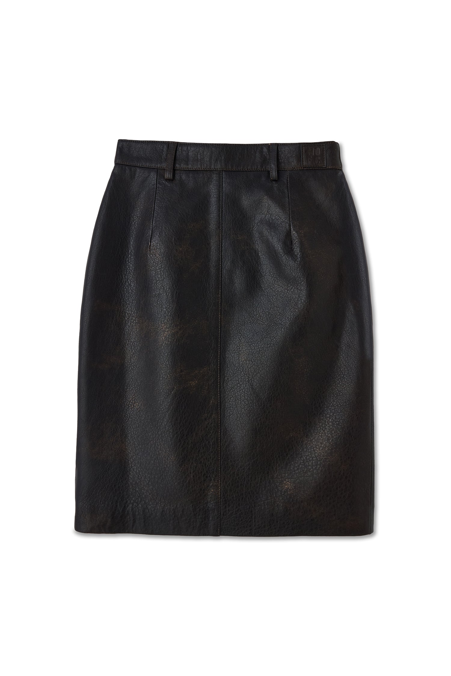 Aged Brown Lambskin Midi Skirt