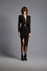 'Zoe' Jersey Dress with Leather Detail