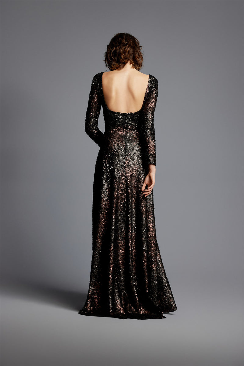 'Ema' Sequinned Evening Gown Dress