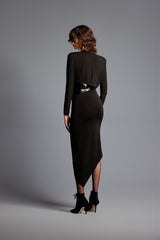 'Zoe' Jersey Dress with Leather Detail