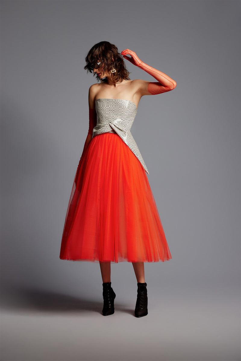 'Paris' Faux Leather Top Tulle Skirt Dress