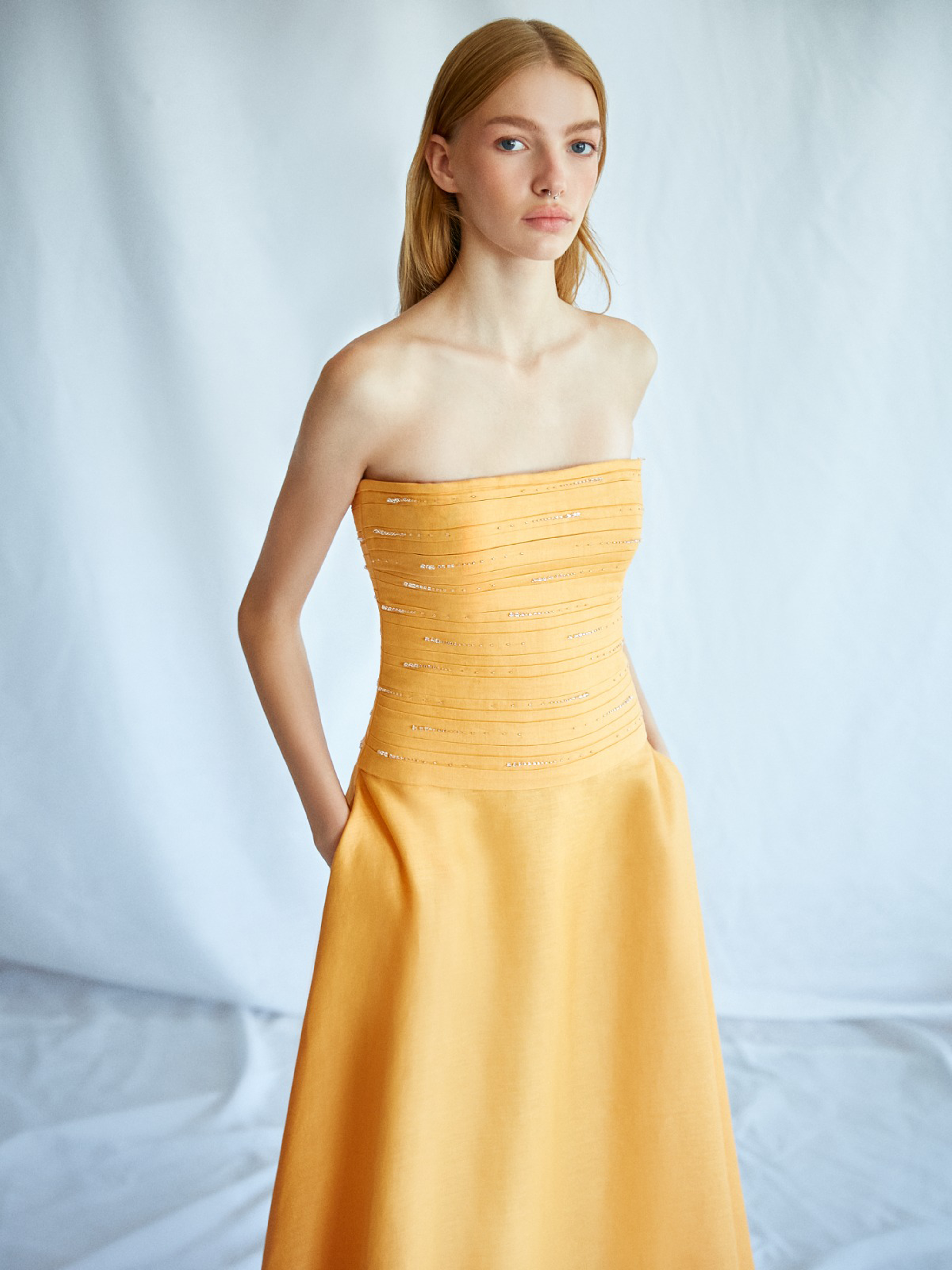 Embellished Long Dress in Orange
