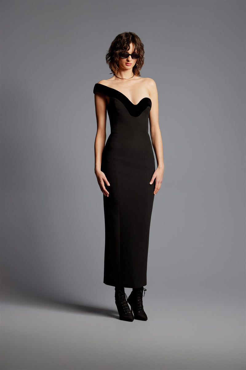 'Carol' One Shoulder Midi Dress