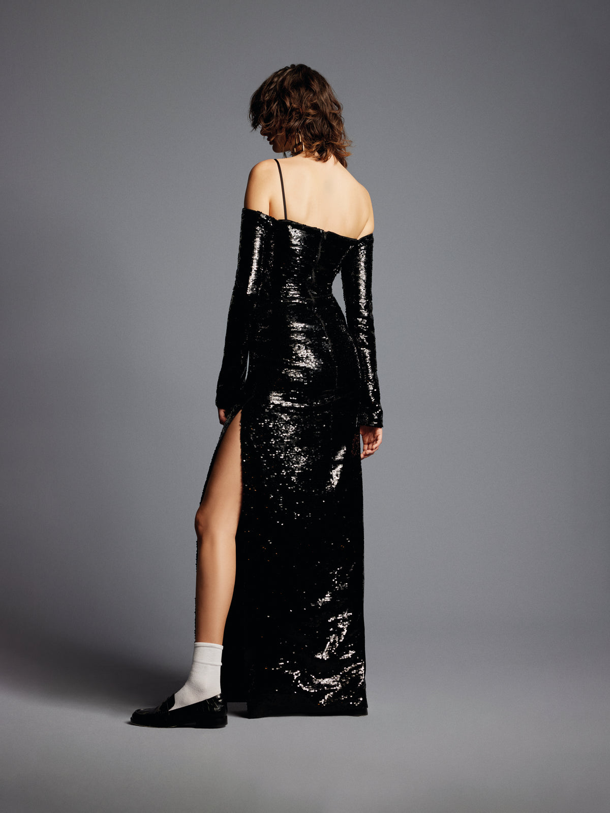 Black Sequin Off-Shoulder Dress