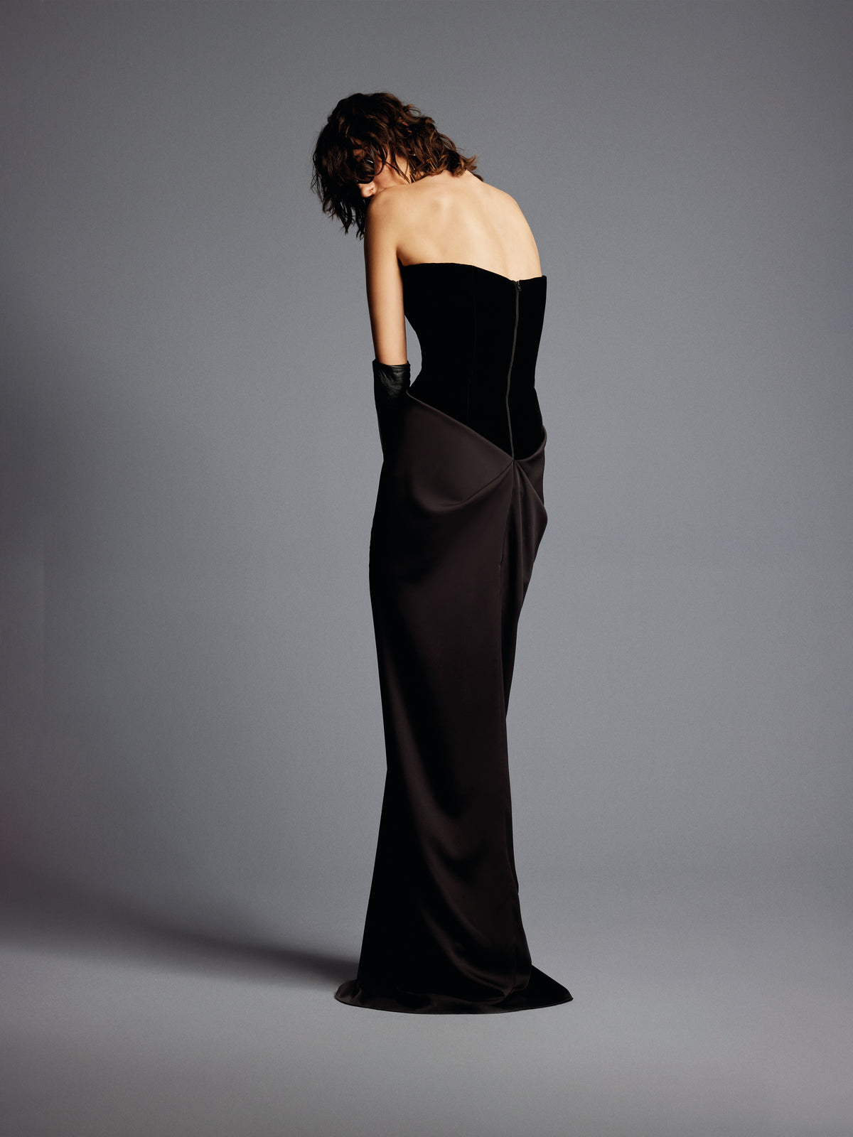 Black Velvet and Crepe Gown