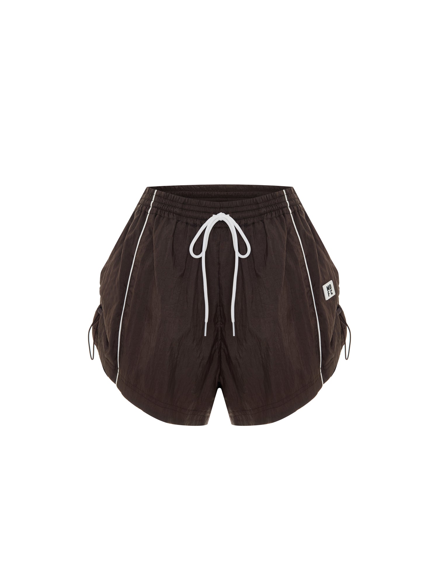 Unisex Retro-inspired Nylon Track Shorts in Navy-Brown