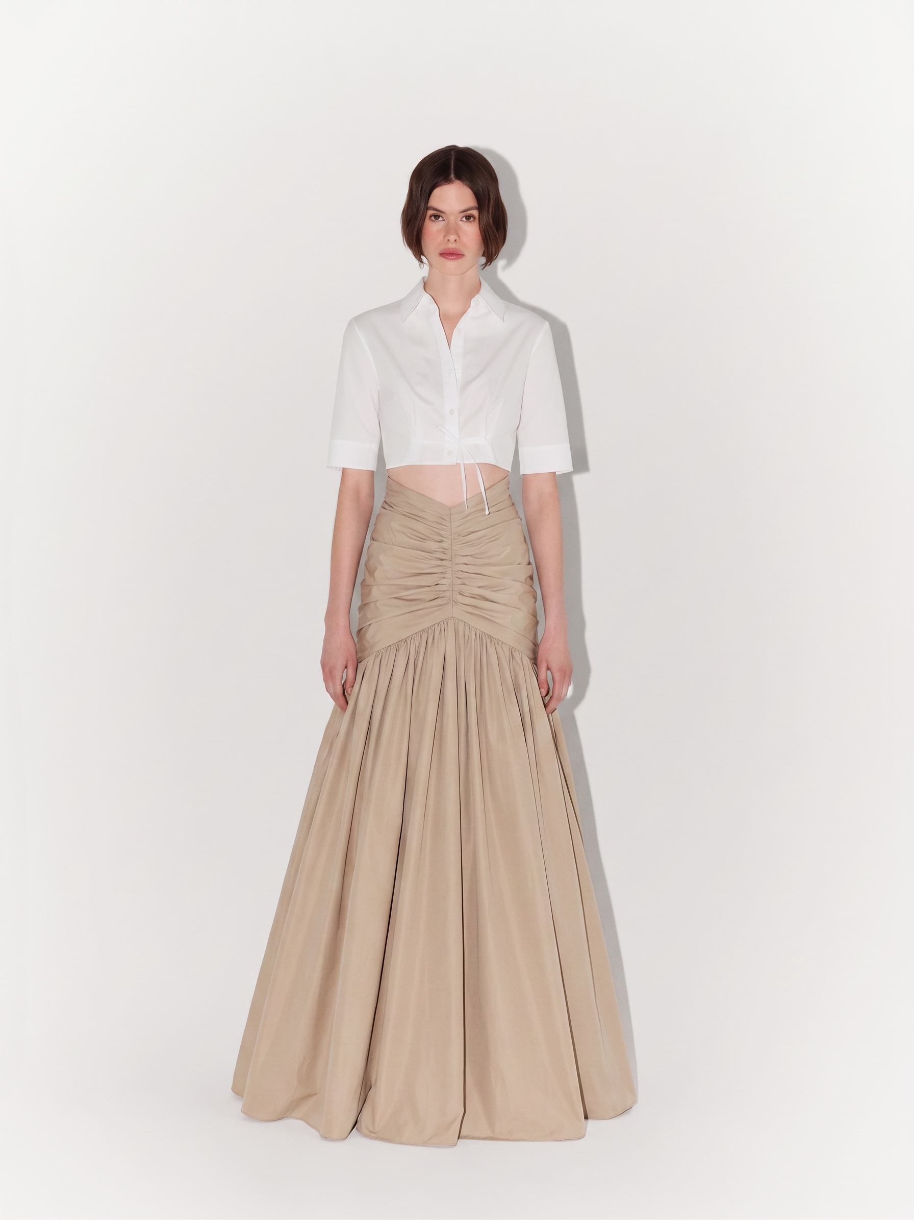 Taffeta Mermaid Skirt in Beige