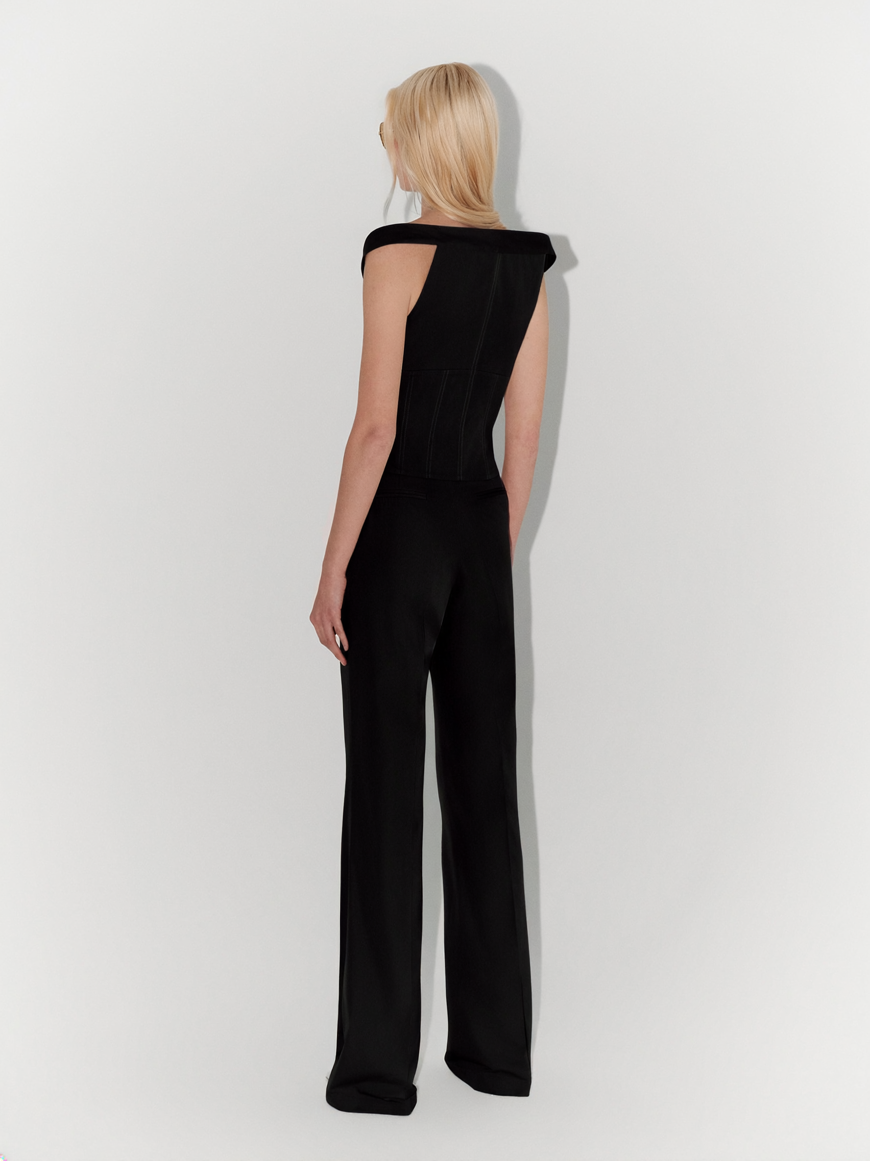 Relaxed-Fit Poplin Trousers in Black