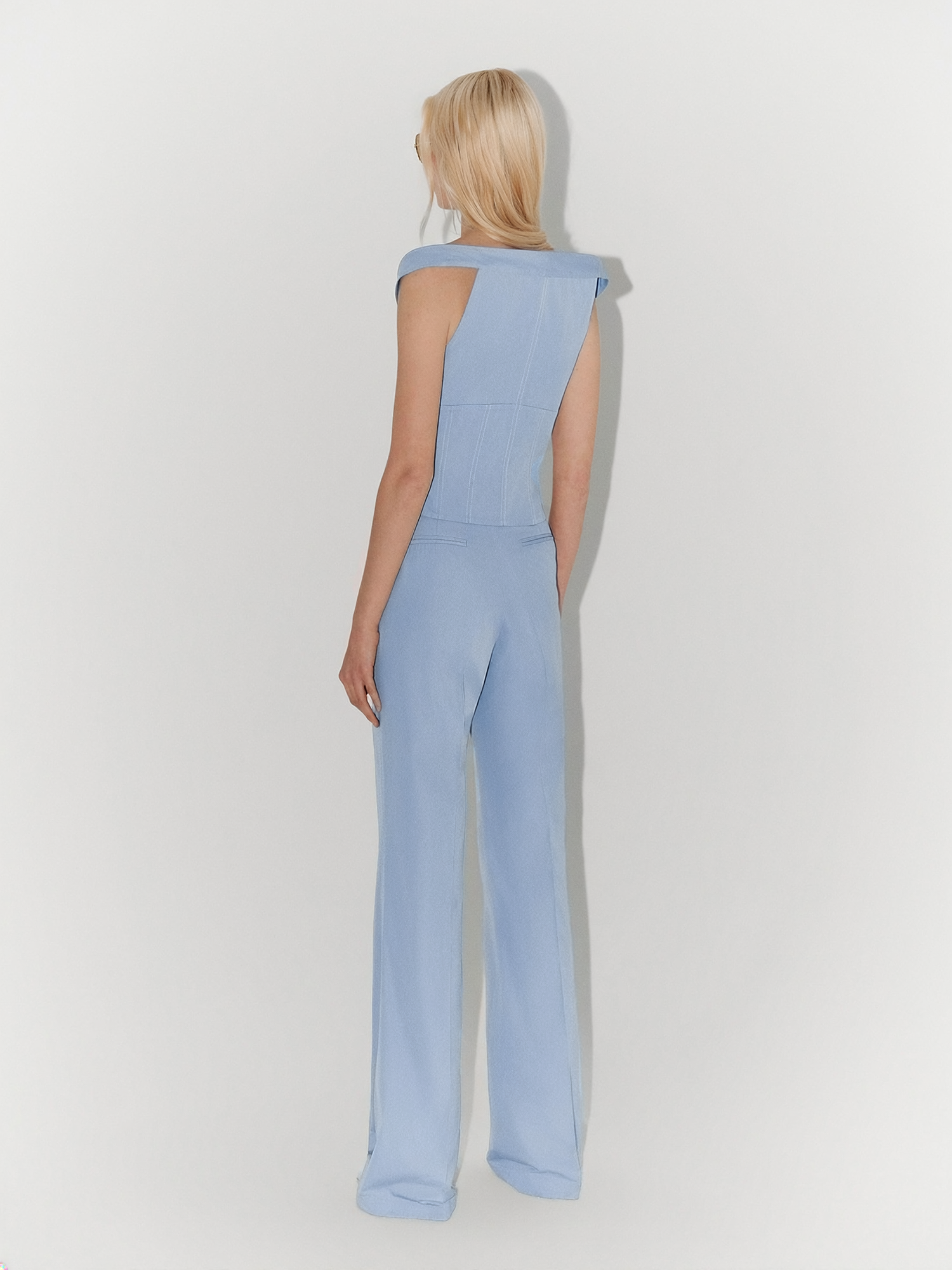 Relaxed-Fit Poplin Trousers in Blue