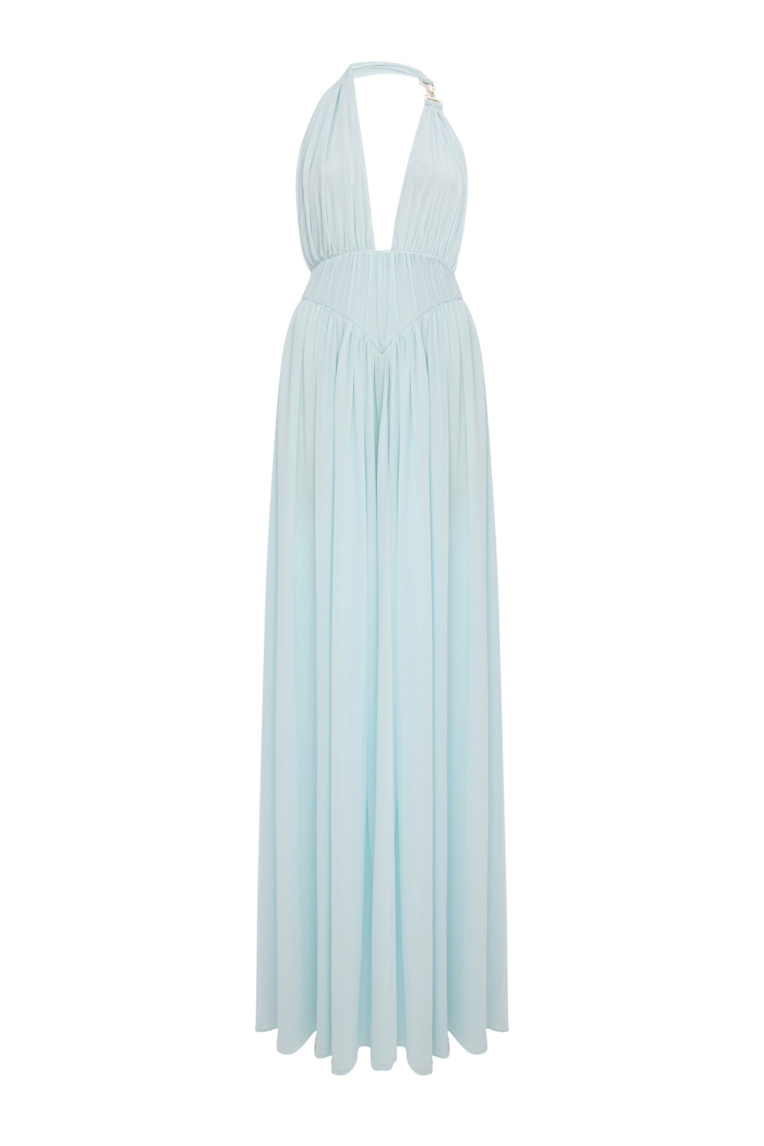 'Bea' Buckled detailed halter chiffon maxi dress