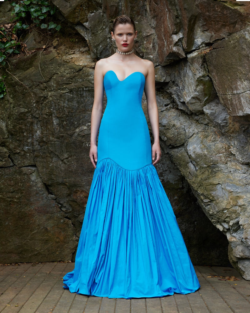 "Noa" Strapless Taffeta Maxi Dress