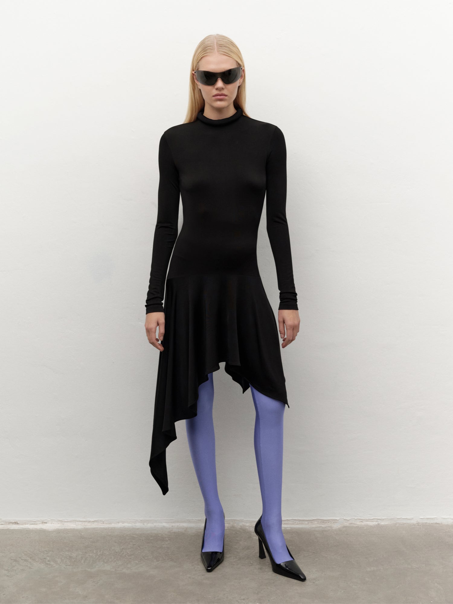 Asymetric Mini Dress in Black