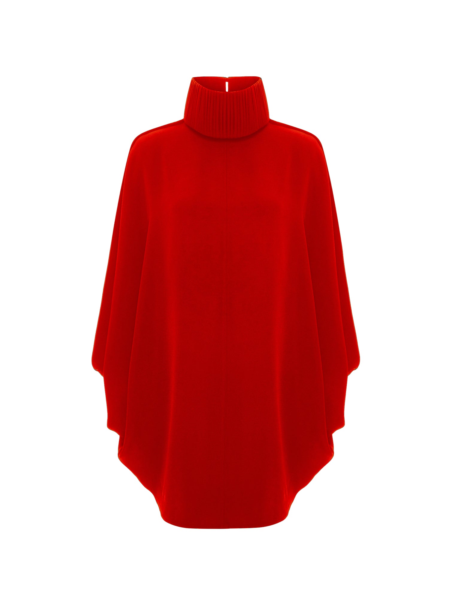 Drape-detailed High-neck Batwing Sleeve Mini Dress in Red