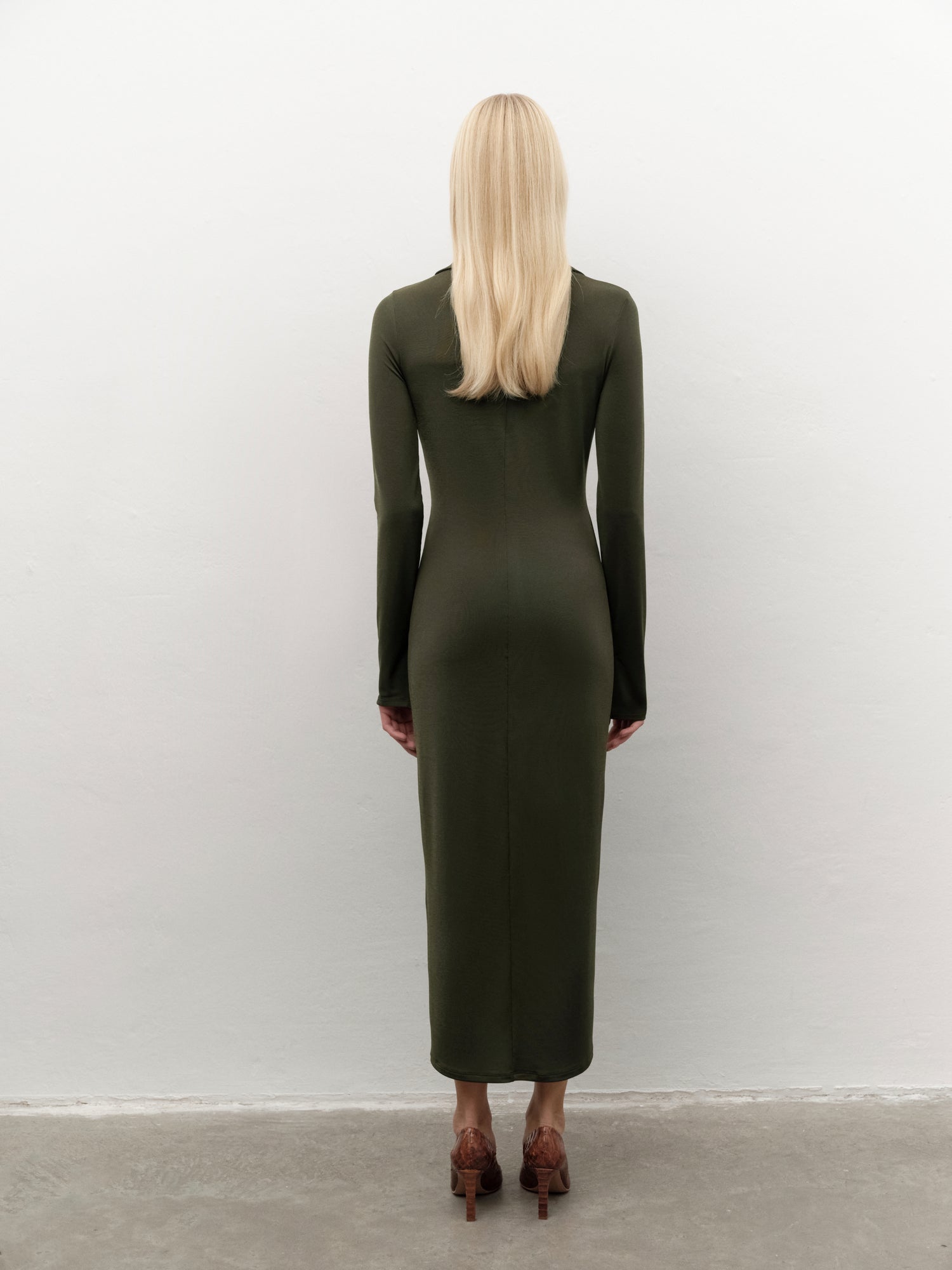 Midi Shirt Dress in Khaki